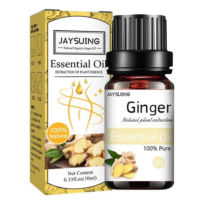 

10ML Natural Ginger Oil Promote Metabolism Full Body Slim Massage Oils Lymphatic Drainage Therapy Anti-aging Plant Essential Oil