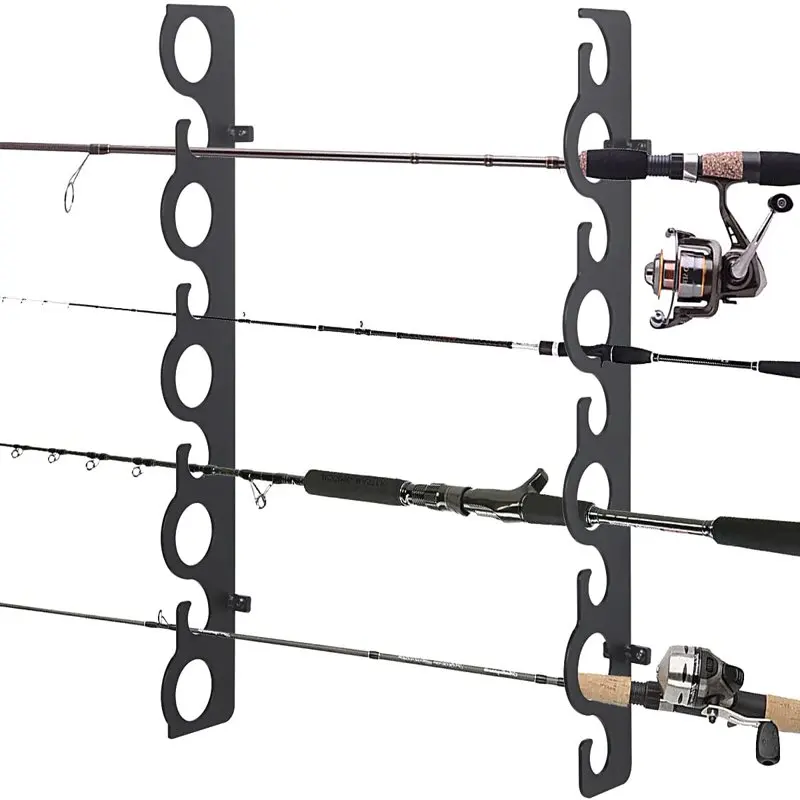 

Pole Holder Wall or Ceiling Mount Rack, Fishing Rod Storage Rack, Holds 9 Rods for Home, Store, Cabin, Garage, Basement