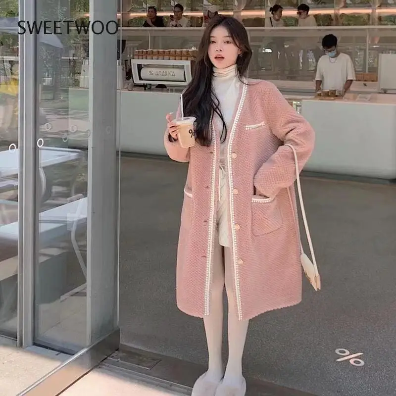 Casual Winter Fashion Coat for Woman Faux Fur Coat Mid-Length Faux Lamb Wool Coat Elegant Style Contracted Fashion Slim Tide2022