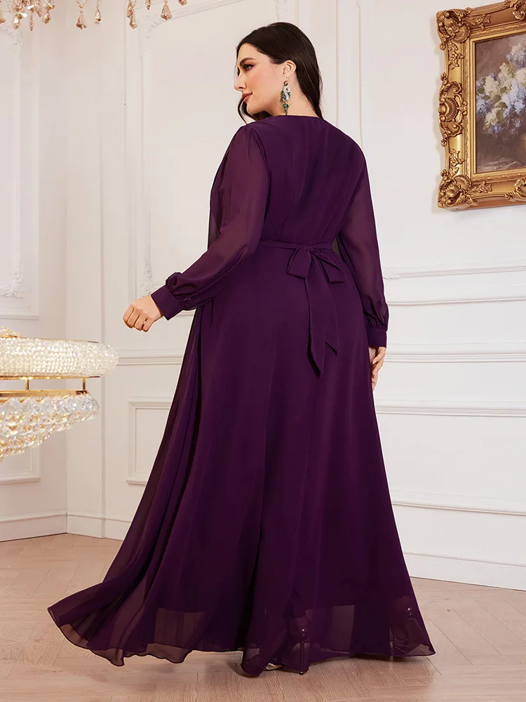 Шифоновый кафтан больших размеров женское мусульманское платье макси Дубай Абая