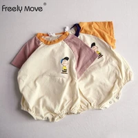 freely move 2020 baby summer clothing newborn baby boys buttons printing romper fashion short sleeve romper cotton jumpsuit