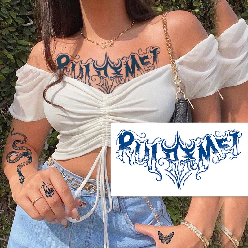 

Водостойкая Временная имитация боди-арта, татуировка на грудь, эскиз, Большая искусственная Талия, Полуперманентная тату-наклейка для женщин