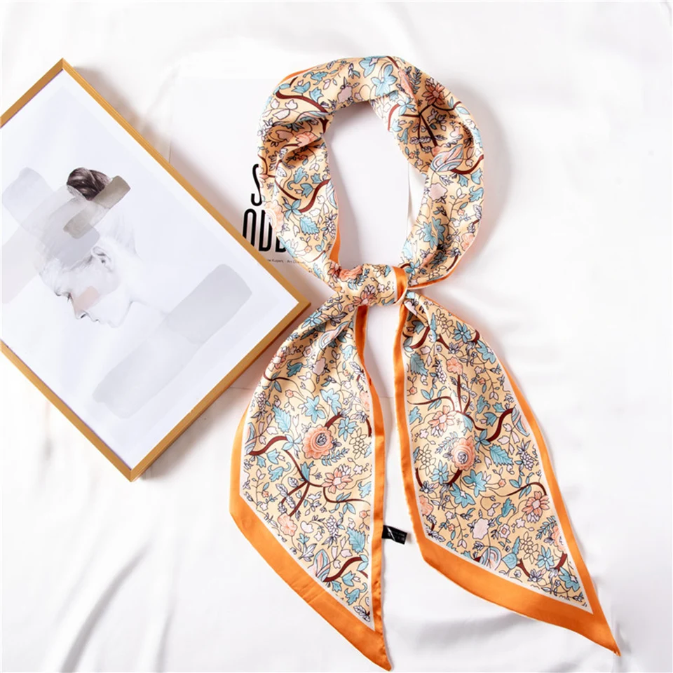 

Женский тонкий узкий шарф 14x150 см оранжевого цвета, Маленький Длинный галстук, ремень, сумки, шляпа, лента, женские шейные платки