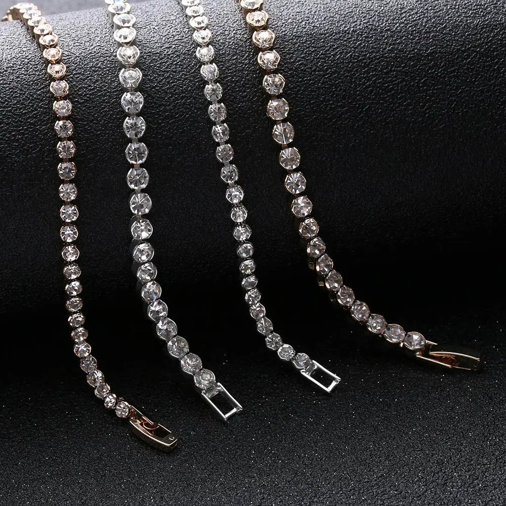 

Women Shiny Silver Bracelets Charm Austria Crystal Cuff Bangles Hand Chain Fashion Jewelry Gifts