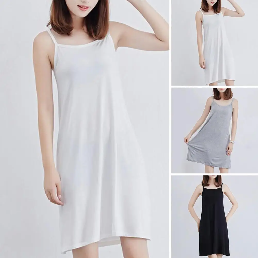 Popular Women Summer Vest Basic Dress Sundress Sling Dress Summer Solid Color Sling Bottoming Dress Daily Clothing