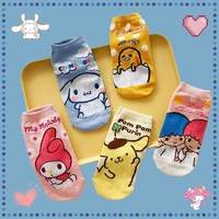 sanrioed short socks kawaii anime melody cinnamoroll pom pom purin boatsocks summer comfortable breathable practical girls gift