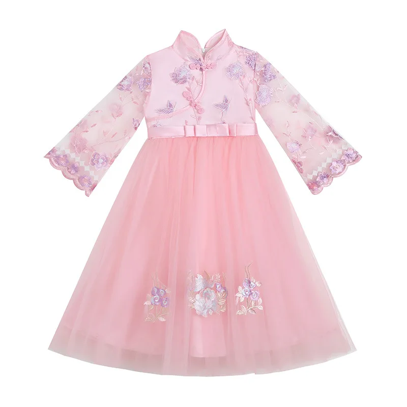 Новинка детское платье-Ципао в китайском стиле с вышивкой сказочный пушистый