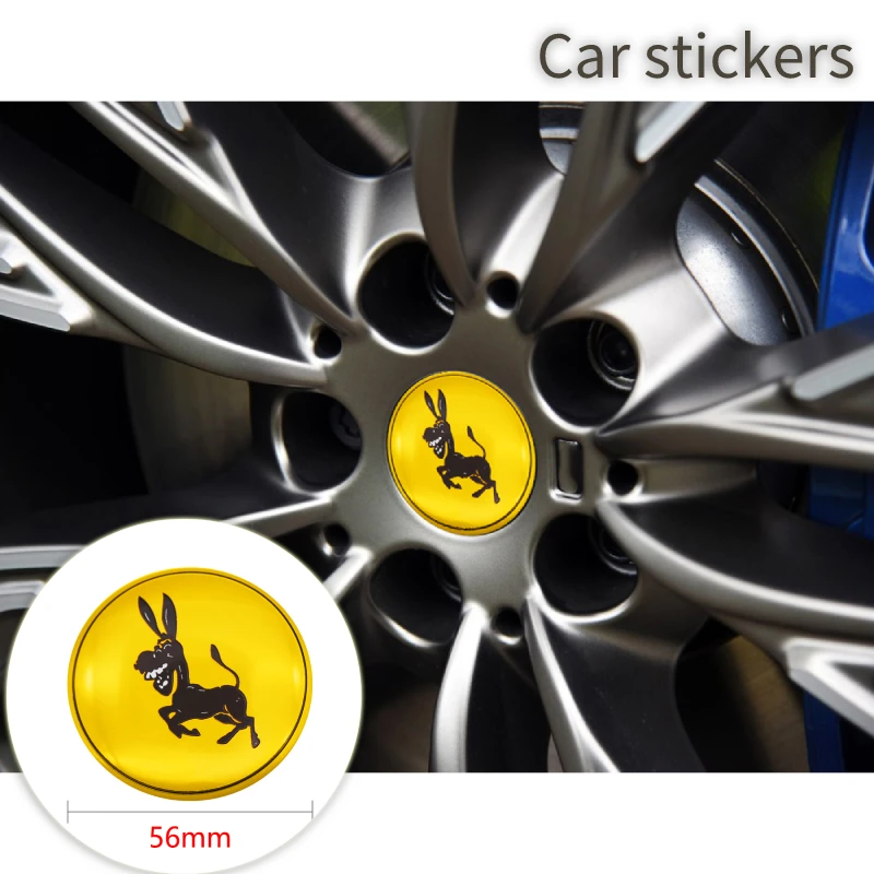 

4pcs donkey car modeling accessories car tire center sticker hubcap badge suitable for Ferrari watch Ford Mustang Car sticker