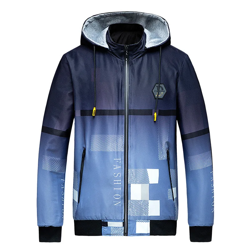 

Men's Fashion Baseball Jacket Harajuku Style Personality Print Men Reversible Jacket Street Hip Hop Loose Men Stand Collar Coat