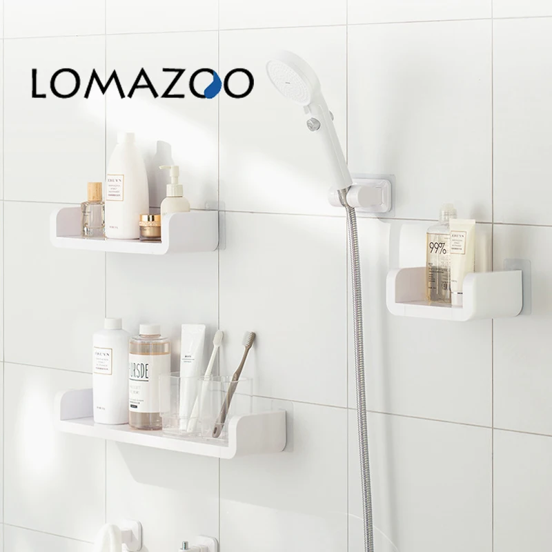 Полки LOMAZOO для ванной комнаты, настенные пластиковые стеллажи для хранения в туалете, органайзер, полки для душа, аксессуары