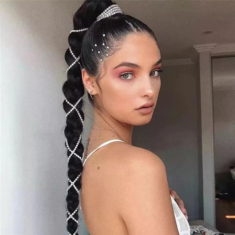 Lifefontier Роскошные блестящие стразы длинные цепи шпильки для волос женские свадебные повязки изысканные заколки для волос аксессуары для волос ювелирные изделия