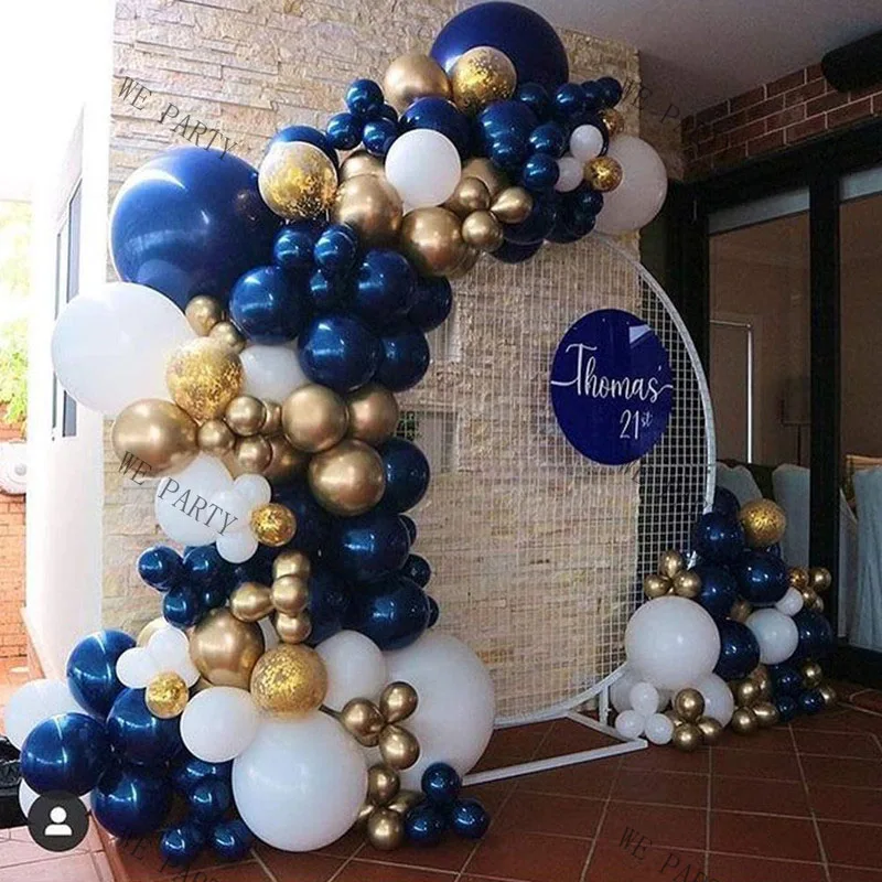 

104pcs Navy Blue Gold White Balloon Garland Arch Kit Confetti Ballons For Wedding Birthday Party Balloons Decorations