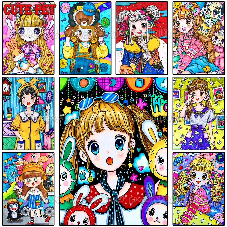 

Детские подарки, алмазная живопись «сделай сам», вышивка крестиком, мозаика, портрет, полноразмерная круглая Алмазная вышивка, милая мультяшная картина для девочек