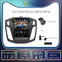 tesla vertical screen 2 din car radio android 11 stereo for ford focus carplay car multimedia gps navigation head unit 2012 2018