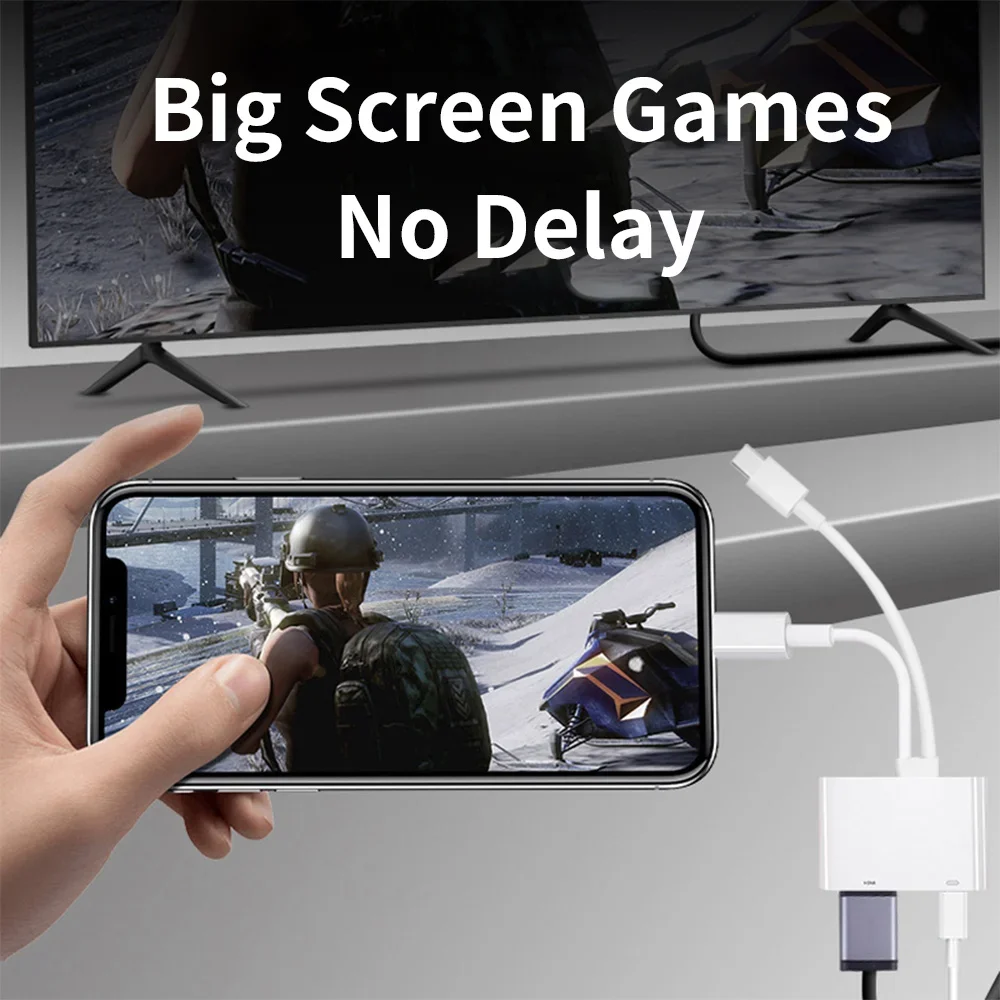 Фото Адаптер Lightning/Tipo C USB C Digital AV HDMI 4K @ 60 Гц для iPhone 16 15 14 13 12 11 Pro Max XS XR 8 для монитора №4