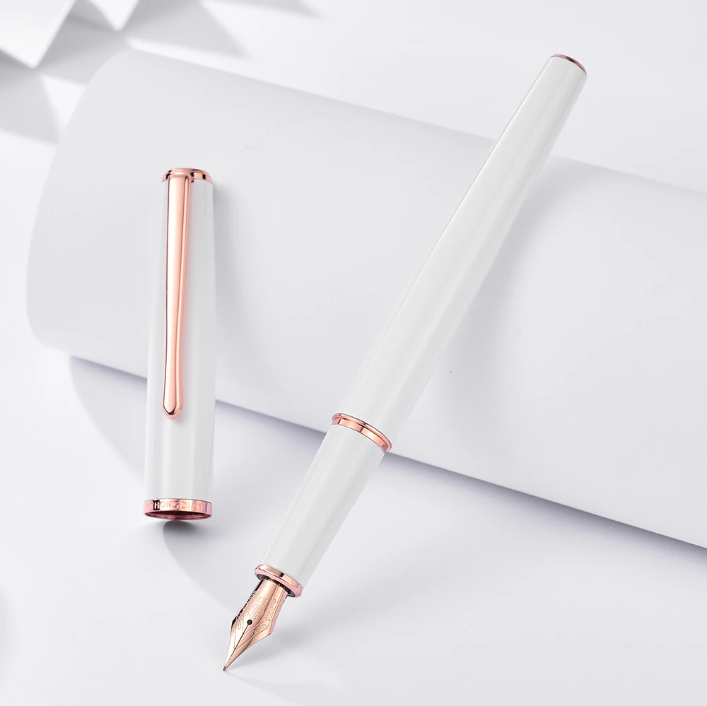 

Hongdian 920 Metal Fountain Pen Extra Fine / Fine Nib 0.4/0.5mm Rose Gold / Silver Clip White Elegant Business Office Gift Pen