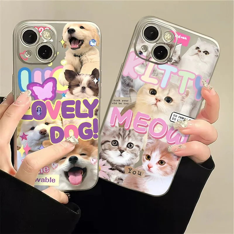 

iphone14/13/12/11por max/xs/xr/78plus mobile phone case all-inclusive new trend cartoon puppy cat electroplating soft shell