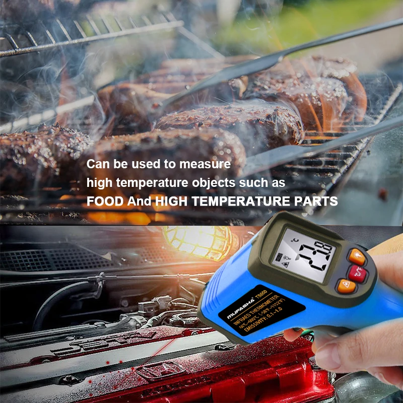 Для MUFASHA промышленный инфракрасный термометр-50-600C пистолет-пирометр ЖК-цифровой