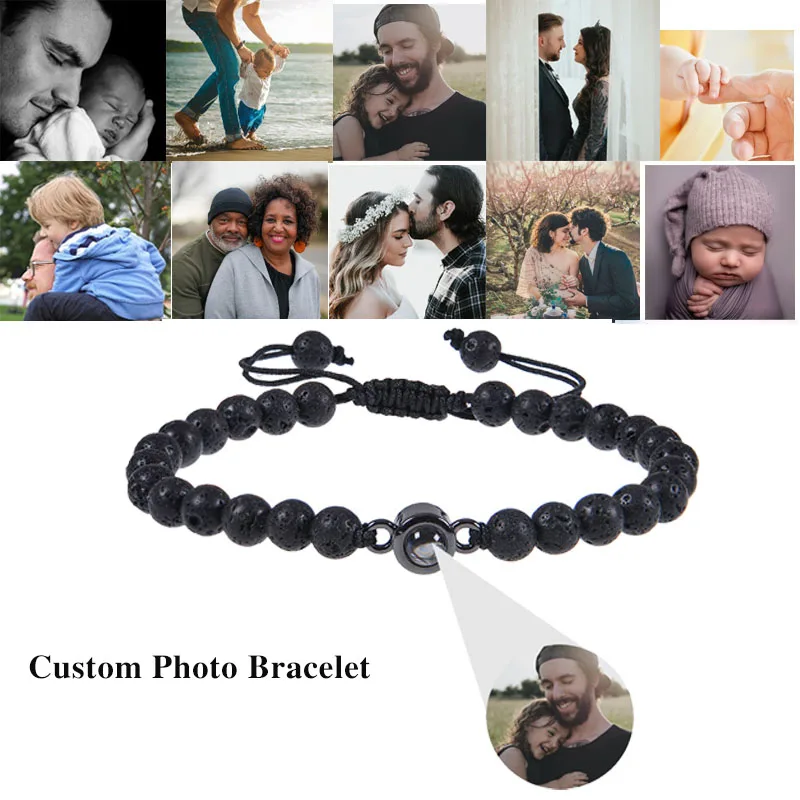 Проекционный фото браслет из камня в персонализированной нержавеющей стали под