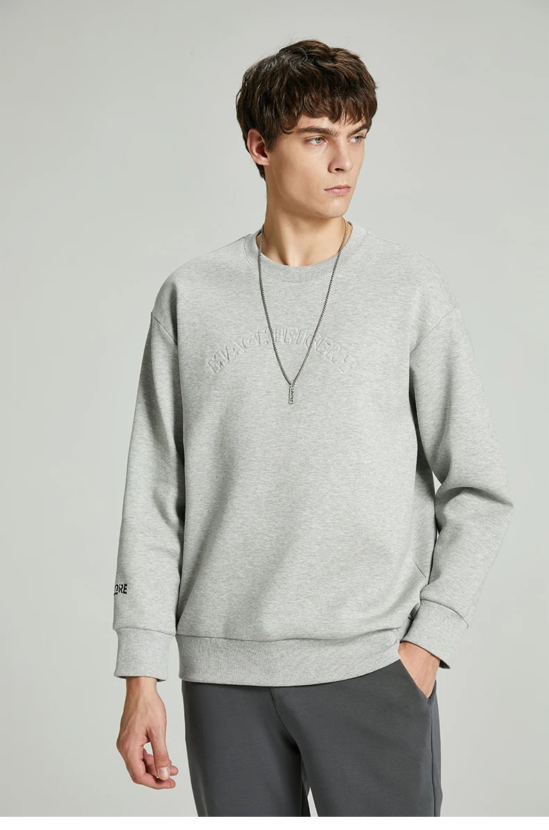 

0786 2022 Fall New Embossed Casual Hooded Crew Neck Sweatshirt
