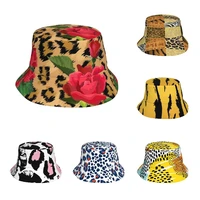 leopard print bucket hat trendy animal pattern fisherman hat outdoor travel beach sun hat for women men reversible packable cap