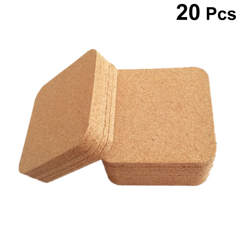 

20pcs Eco-friendly Wooden Square Coaster Heat-resistant Dampproof Cork Coaster