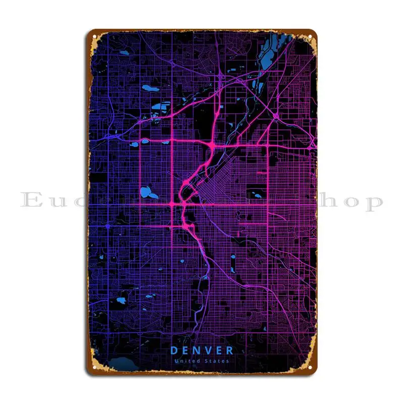 

Металлический знак Денвера, ржавый дизайн, классический кинотеатр, стандартный плакат