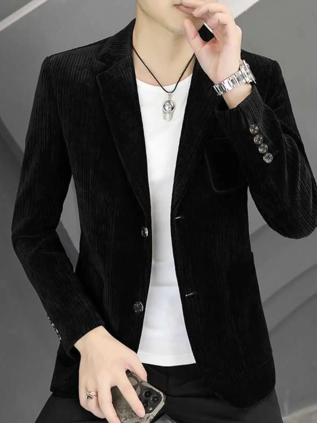 Мужской вельветовый костюм верхняя одежда Young Sle универсальная облегающая модная