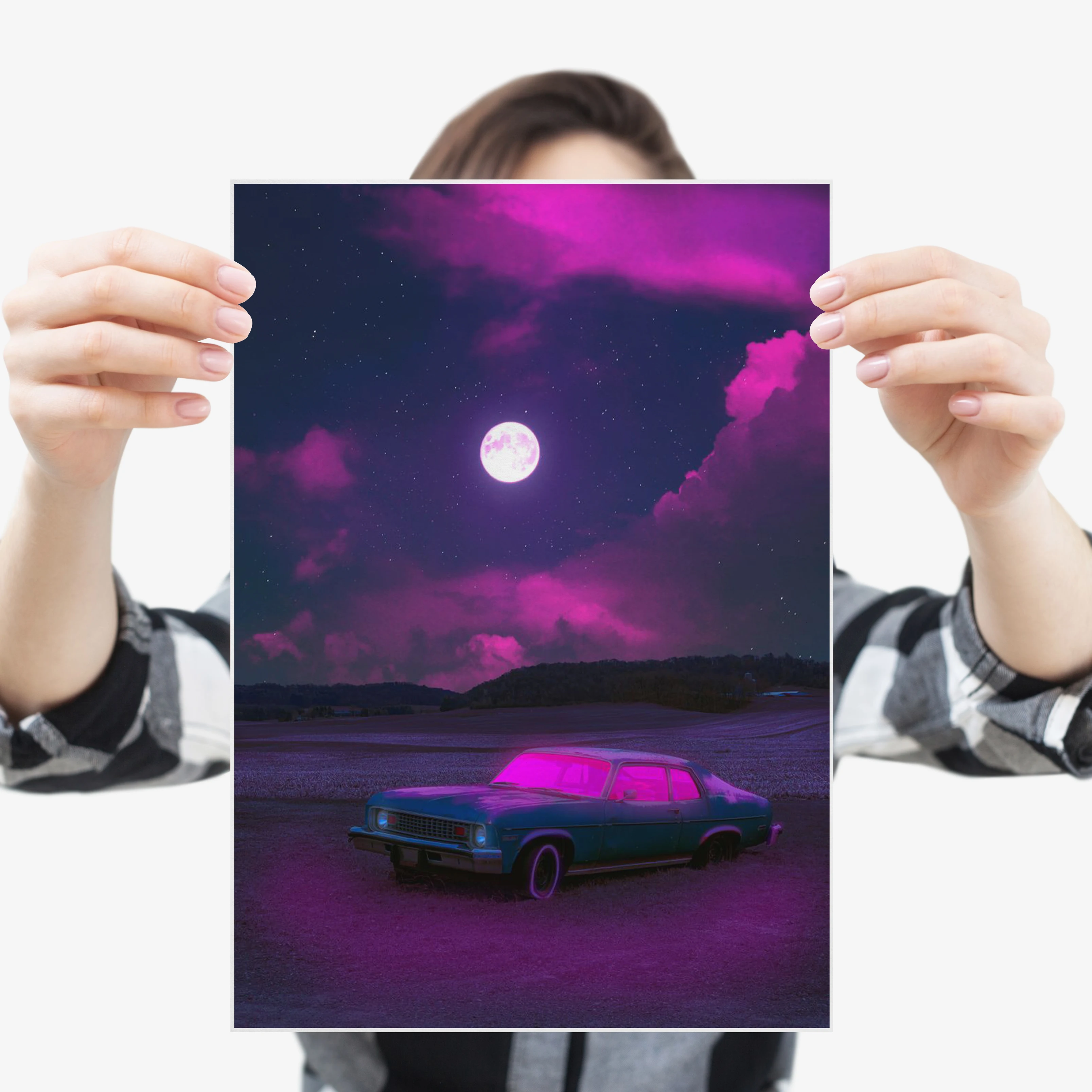 Неоновый постер для американских мышечных автомобилей Vaporwave эстетическая