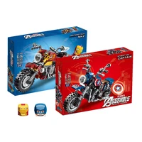 disney marvels avengers captain america iron man motorcycle technical building blocks hero toys kid gifts creative boy set