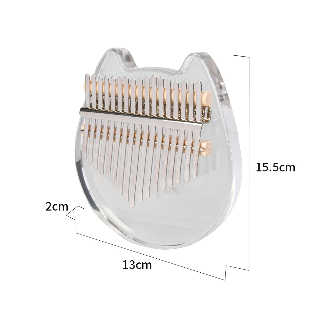 Clear Kalimba 17 Keys Cat Shaped Thumb Piano Solid Finger Piano Crystal Acrylic Kalimba W/Hammer PU Case Gifts For Kids Adult