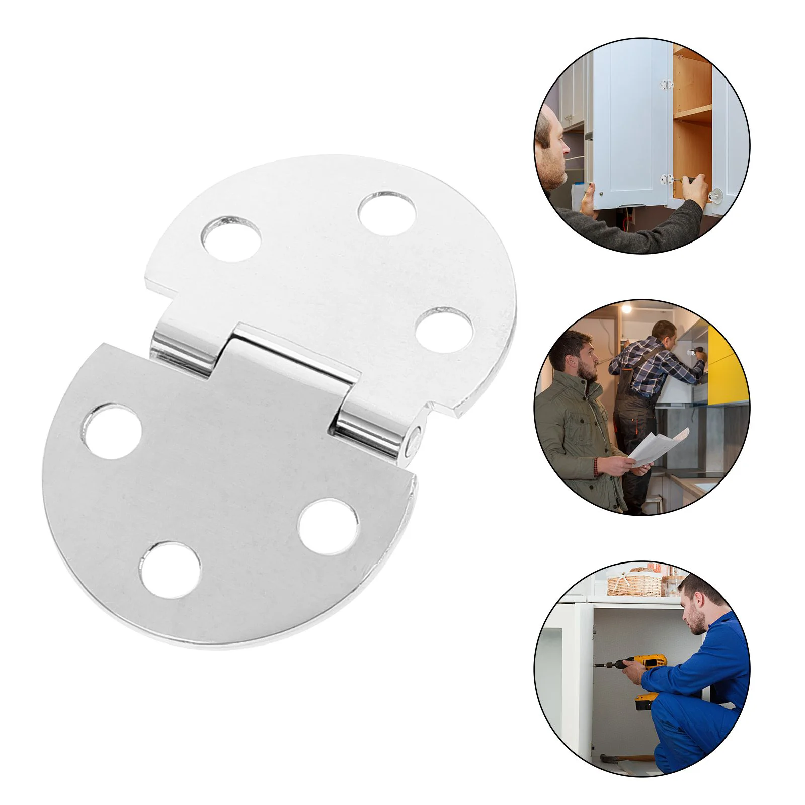 

2pcs Small Copper Hinges 6 Hole Hinges for Cabinet Wooden Box (Silver)