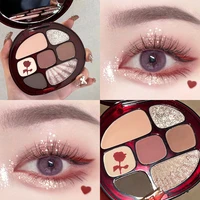 8 colors eyeshadow pearly matte rose red color eyeshadow palette shiny sequins eye pigments long lasting makeup