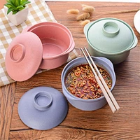 rice bowl noodles bowl plastic wear resistant tableware for cereal instant with lid salad for cereal