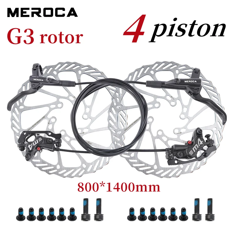 

MEROCA MT420 4 Piston Hydraulic Disc Brake 160mm Rotor MTB DH AM FR Bike Oil Pressure Caliper Clamp Brake Resin Brake Pads
