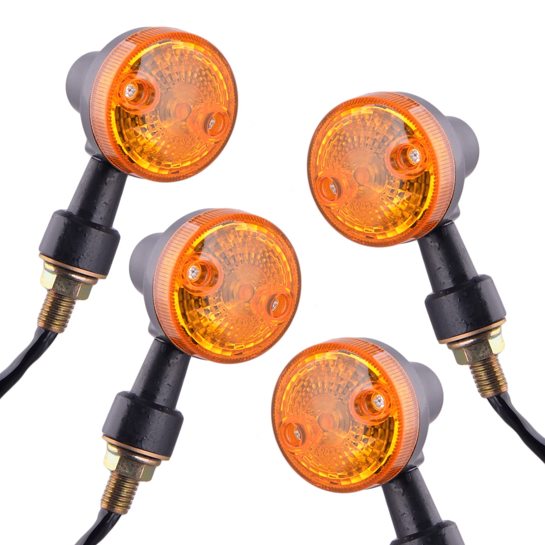 

4Pcs 12V Amber Motorcycle Turn Signal Indicator Light Blinker Universal Black Shell New