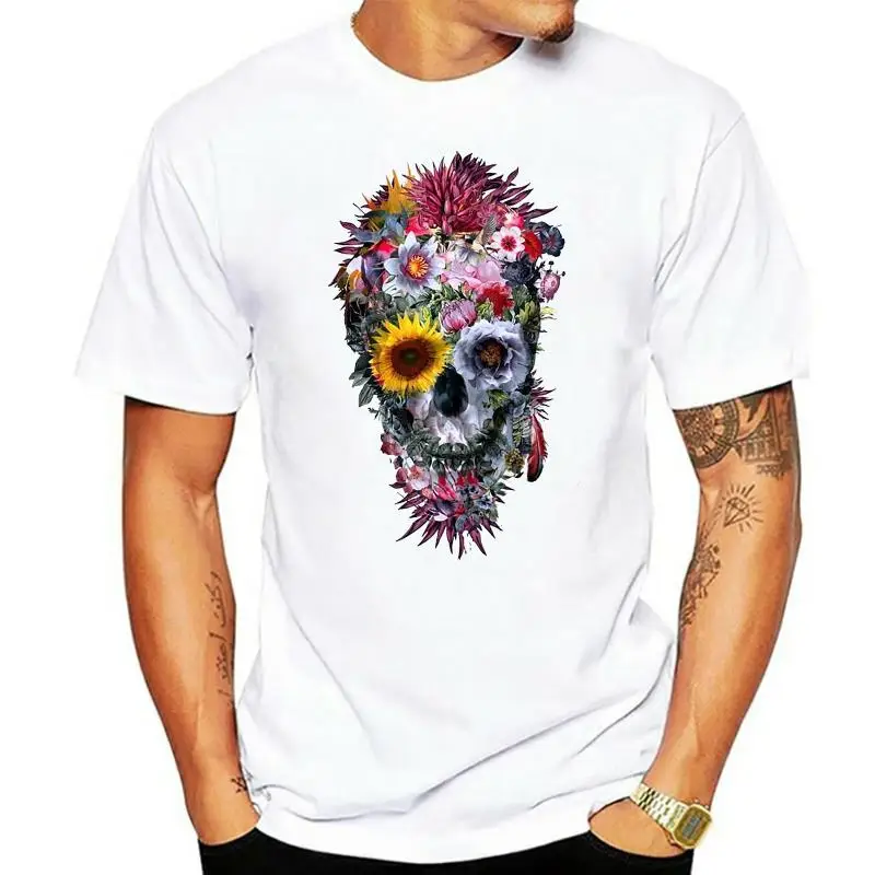 

2022 New summer colorful flowers print men T Shirt Voodoo Skull design punk T-Shirt cute boy Tops fashion cool casual Tee