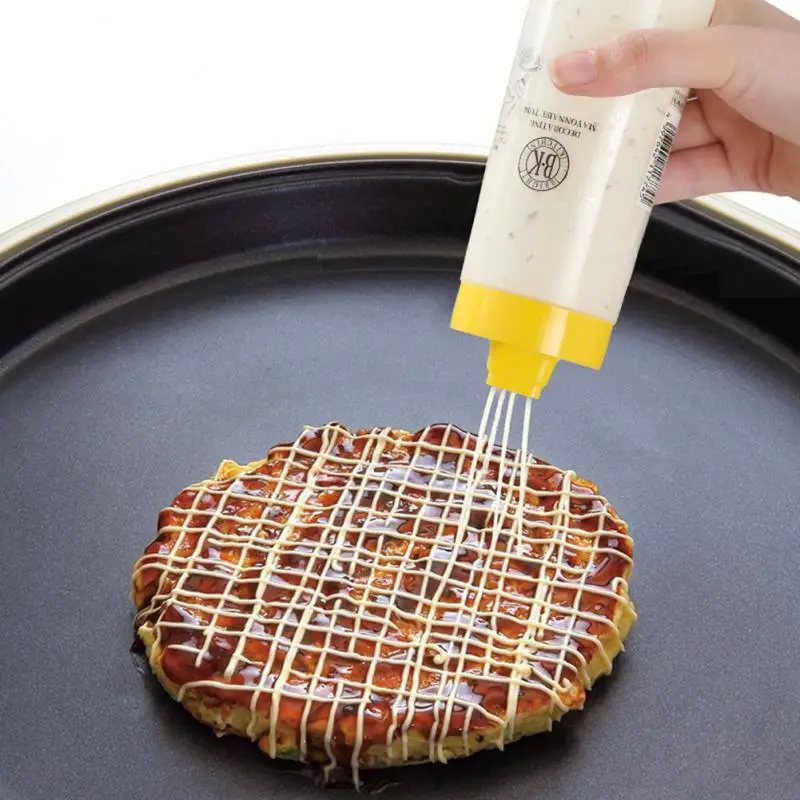 

300ml 4 Hole Sauce Bottle Safe Resin Ketchup Mayonnaise Plastic Condiment Bottle Oil Jar With Lid Squeeze Sauce Bottle