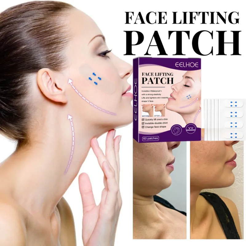 

60Pcs Face Invisible Pull Sticker Fox Eyes Tira Firm Chin Up Lighten Fine Lines Shape V-shaped Melon Seed Face Sticker Skin Care