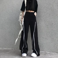 harajuku long trousers spring and autumn high waist straight suit loose wide leg pants womens clothing black casual trousers