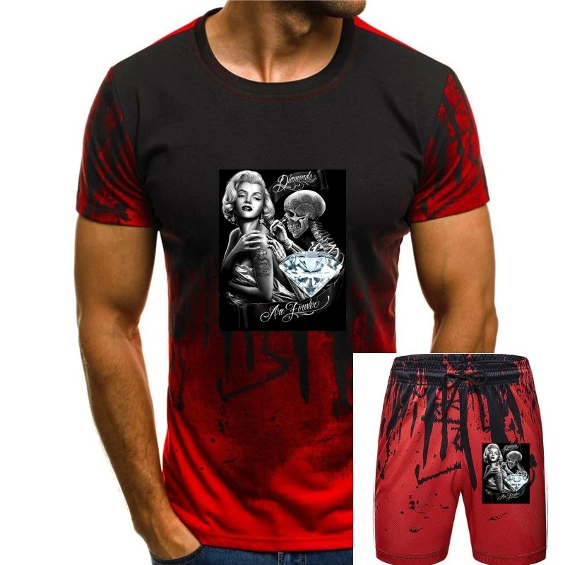 

Marilyn Monroe Diamonds Tattoo Skeleton Dga Art David Gonzales Men T Shirt