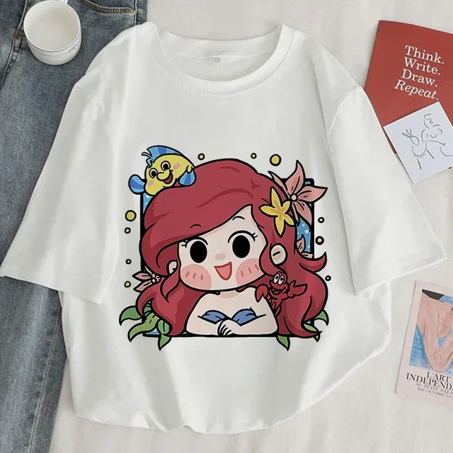 Cute Princess Graphic T-shirt Anime Cartoon Snow White Kawaii T Shirt for Women Fashion Summer Short Sleeves Clothing Tees Tops