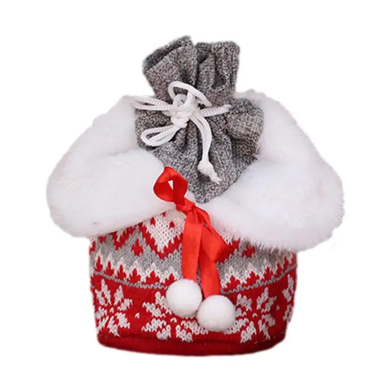 

Рождественские Сумки на шнурке, вязаные рождественские пакеты для упаковки, рождественские подарочные пакеты с шнурком, сувениры вечерние ...