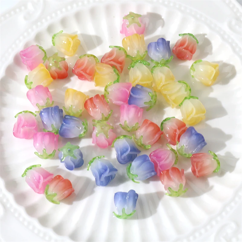 

2/5/10Pcs Pink Red Yellow Blue Rose Flowers Resin Charm Pendants for Earring Bracelet Keychain DIY Jewelry Making Accessories