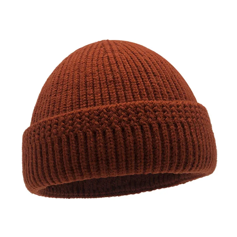 

Вязаная облегающая шапка для мужчин и женщин, однотонная осенне-зимняя теплая шапка с черепом, уличная шапка унисекс в стиле хип-хоп, шапка с...