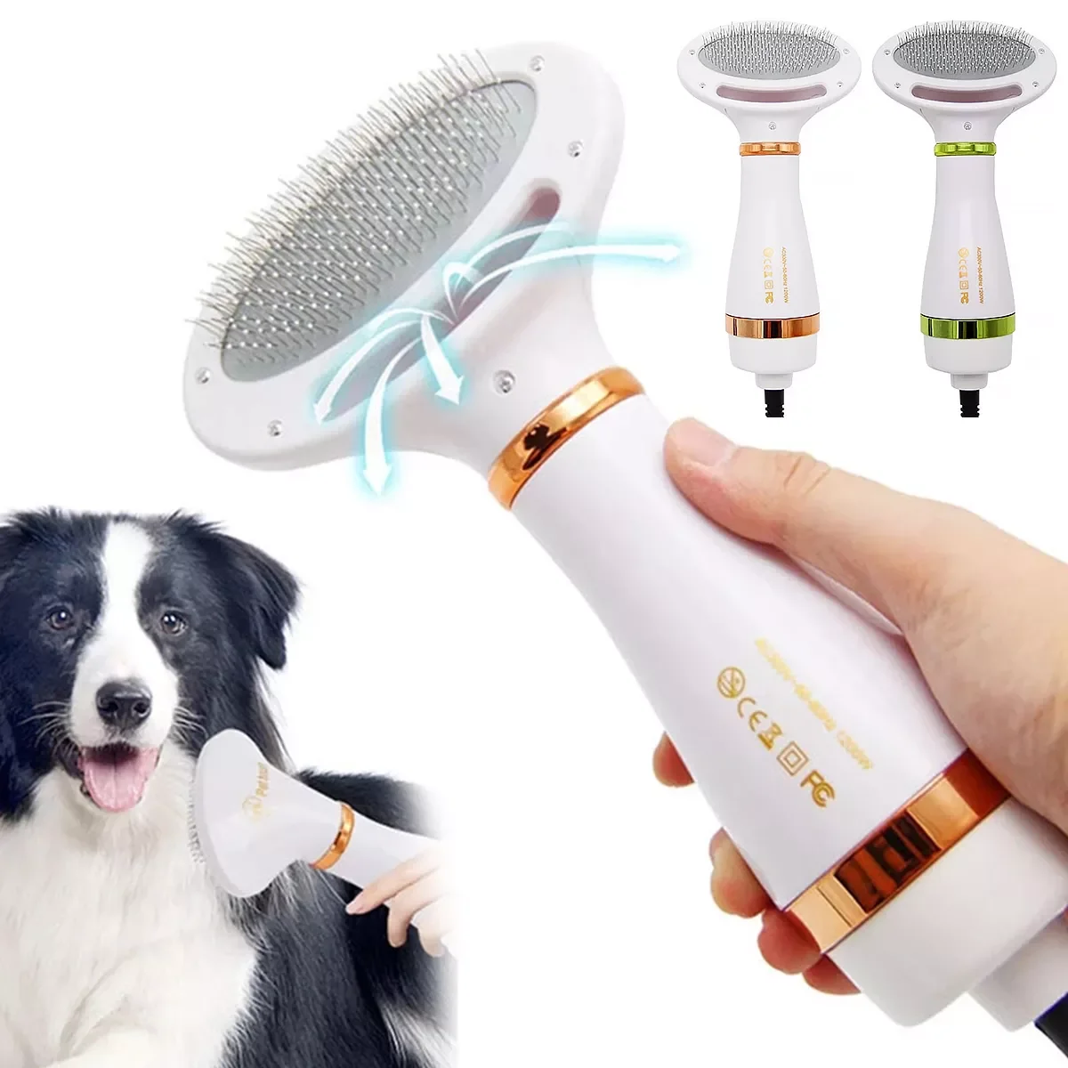 

2023NEW Pet Hair Dryer and Comb Brush Portable Dog Hair Blower Adjustable Temperature Low Noise Pet Grooming Hair Dryer Puppy Fu