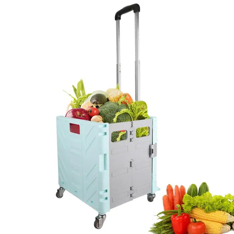 

Rolling Cart For Teachers Folding Shopping Trolley Heavy Duty Folding Box Grocery Basket Rolling Tote With Telescopic Handle