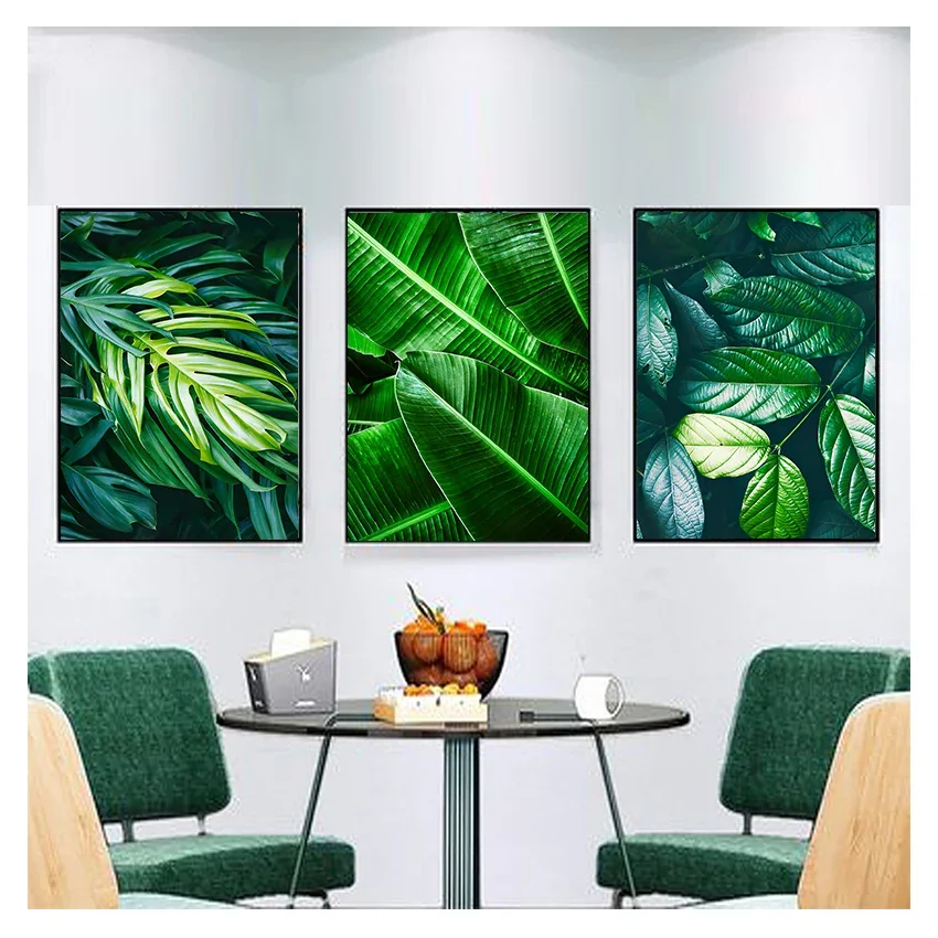 Современное минималистичное настенное искусство зеленые растения большой
