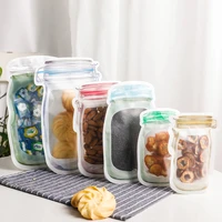 mason jar bottles bags reusable food storage bag waterproof seal fresh nuts candy biscuit cookies bags kitchen organizer sealed