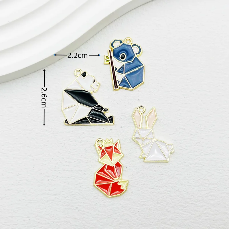 10pcs Specially Designed Panda Fox Drop Oil charms Alloy Pendant DIY Phone chain Key chain necklace